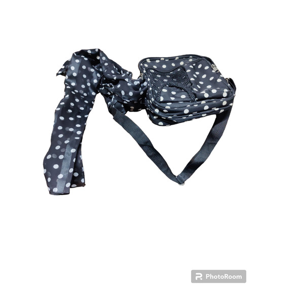 Black and white polka dot shoulder bag with matching scarf - Picture 4 of 4
